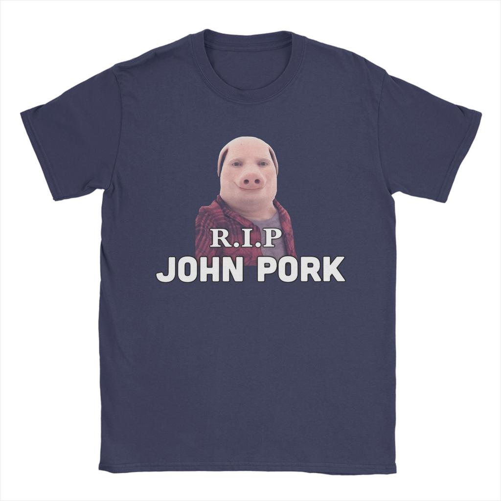 Men T-Shirts John Pork Funny Meme Casual Cotton Tees Short Sleeve T Shirt Crewneck Clothes Unique