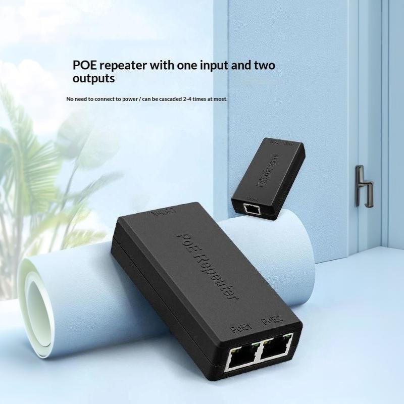 2 Port POE Extender 10/100/1000Mbps IEEE 802.3af Standard 100M Range for Office Security Camera System