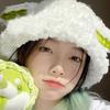 Fischerhut für Damen Neuer Herbst und Winter Weiß Warm Lammplüschhut für den Winter Plüsch Niedlich und Süß