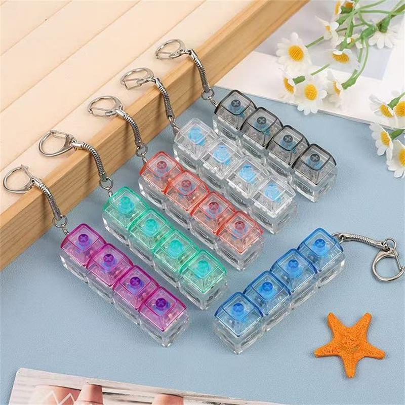 1/2 Pcs Fidget Decompression Keyboard Silent Luminous Keyring Bag Pendant Stress Relief Toy Antistress Finger Keyboard Game Gift