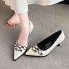 Fashion Rivets Metal Buckle High Heels Summer New Pointed Head Shallow Mouth Set Foot Anti-slip Wear-resistant Single Shoes
