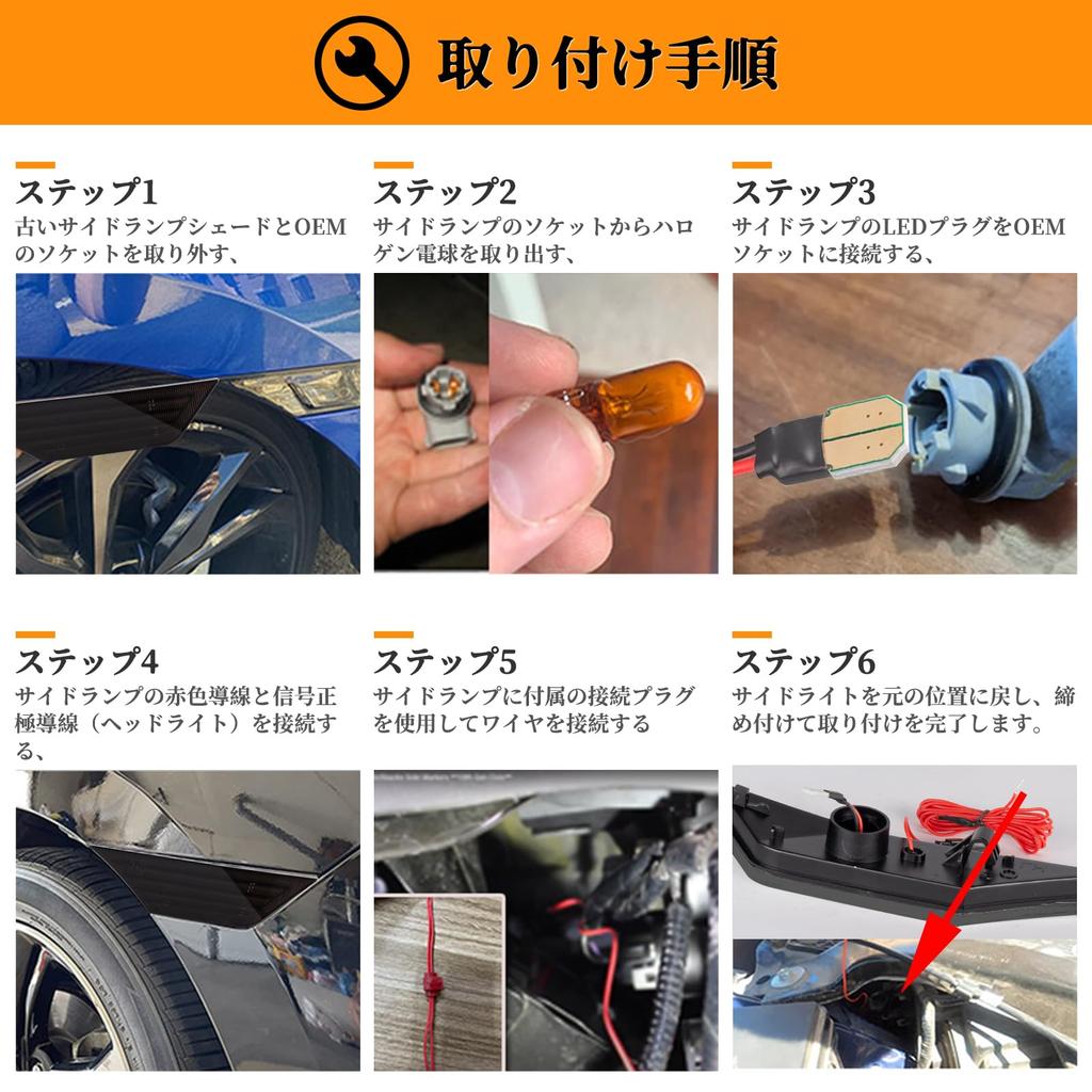 POPMOTORZ LED Side Marker Lights for Honda Civic Series Type Front Fender Flowing LED Turn Signals with Sequential and Daytime Running Set of 2