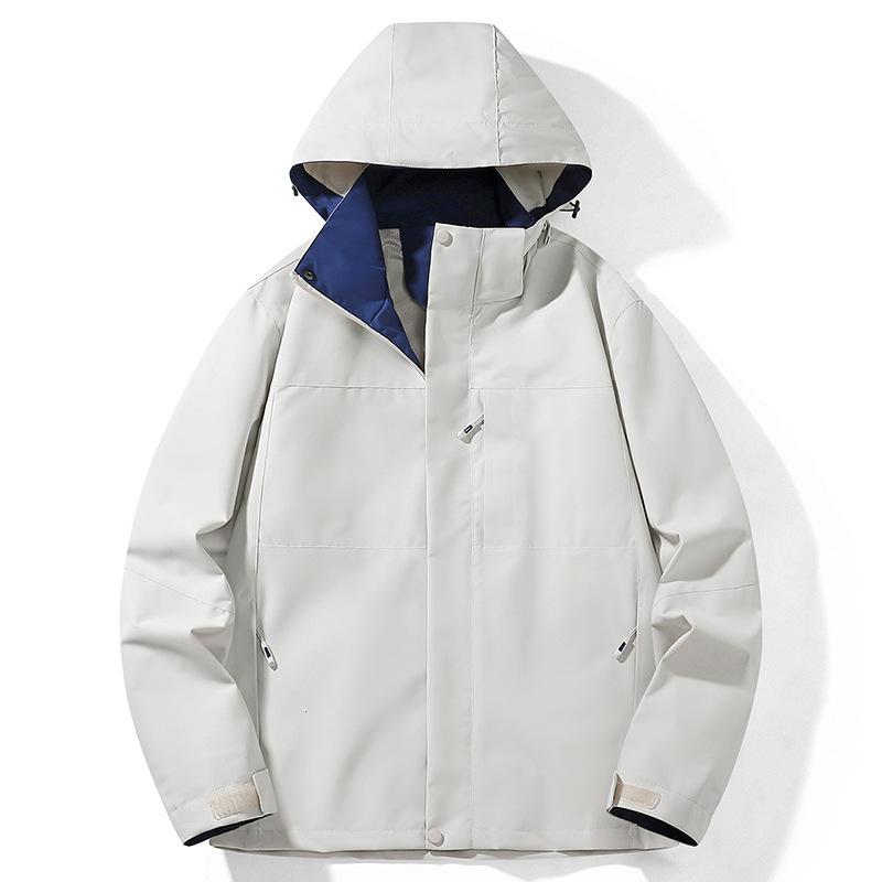 Unisex Windproof Waterproof Hooded Mountaineering Jacket with Detachable Liner - Two-Piece Set for Autumn and Winter.