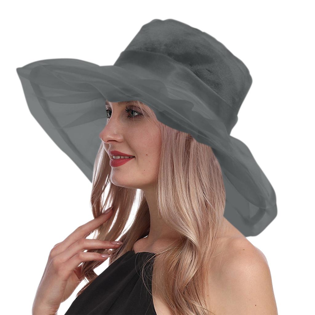 Women's Organza Wide Sun Hat Foldable UV Beach Hat