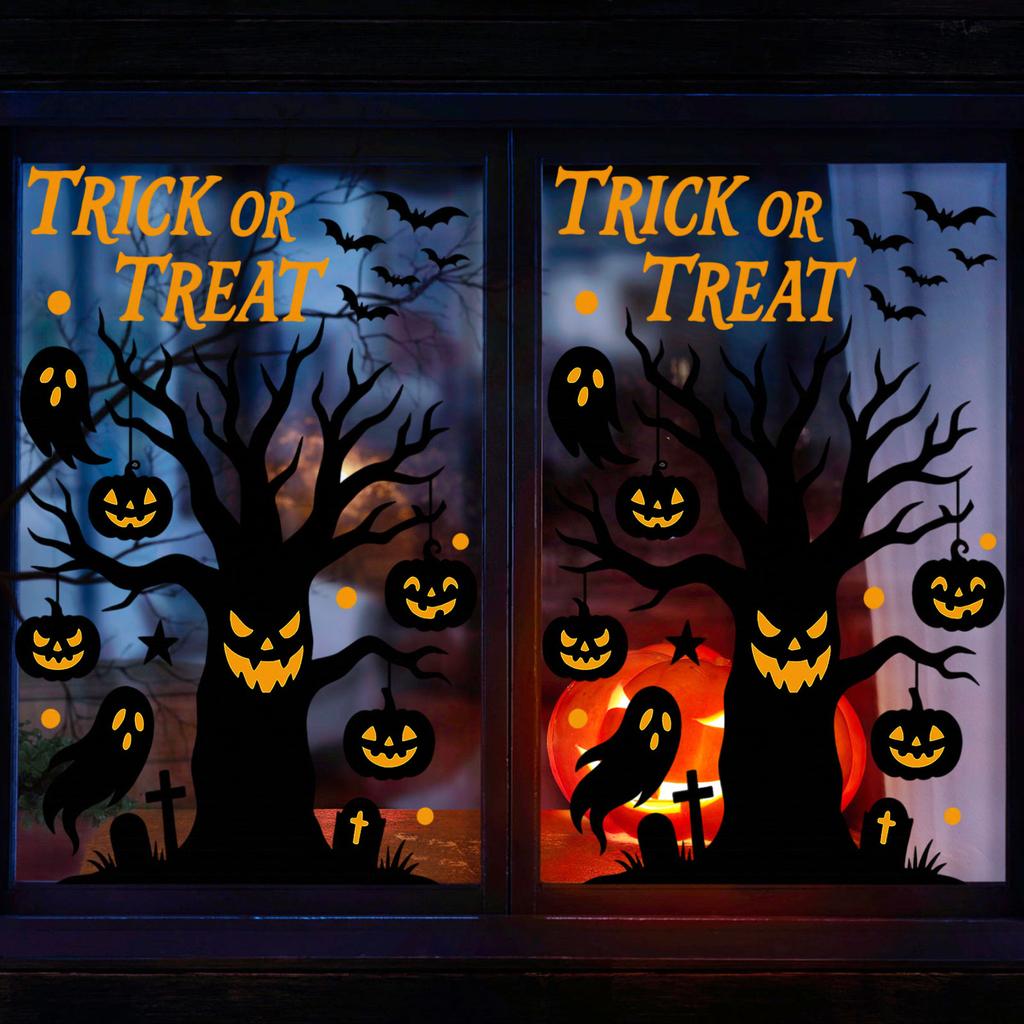 Halloween Stickers Pumpkin Static Stickers Shopping Mall Window Scene Layout Creative Halloween