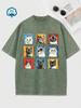 Unisex Plus Size Funny Cat Vintage Cat Print TShirt  Cotton Crew Neck Short Sleeve Tee Loose Fit Summer Casual Top