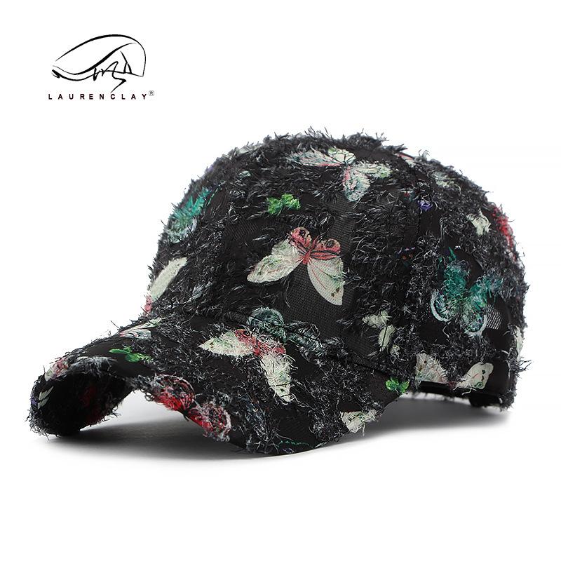 Hat women's summer sunscreen sun hat travel shopping butterfly print hardtop baseball cap women's cap