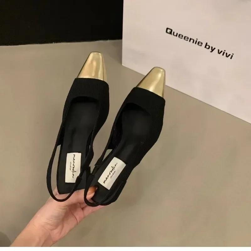 Women's Metal Toe Mid-heeled Sandals Thick Heel Sexy Summer Women Sandals On Offer Banquet Wedding Workplace Leisure Heels 2025