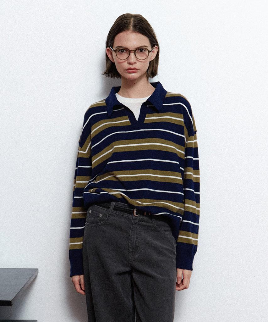 ON&ON Oversized Striped Collar Knit Nek5Wp909
