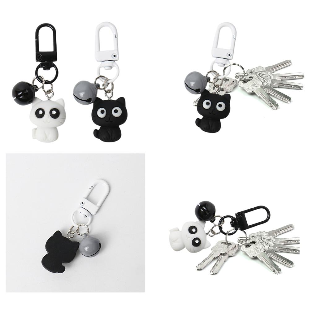 Black and White Cat Keychain Cute Animal Keyring Couple Gift for Women Bag Purse Bag Accessories Backpack Decorations