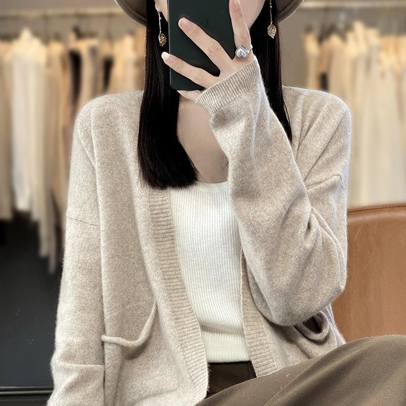 Women S V Neck Loose Knit Cardigan Sweater With Pockets