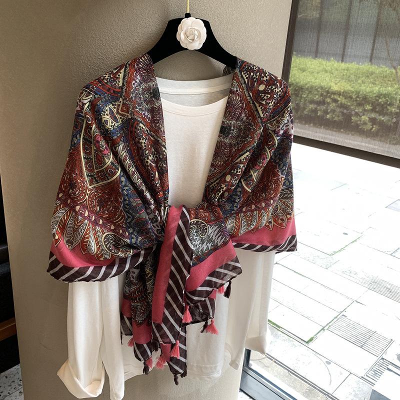 Vintage Bohemian Cashew Flower Fringed Scarf Ethnic Style Air Conditioning Commuter Wear Shawl Shawl Shawl Outside One size fits all