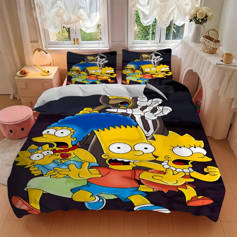 Simpsons Family Adventure Print 3Pcs Bedding Setduvet Cover With 2 Bedropillowcase Home Birthday Gift