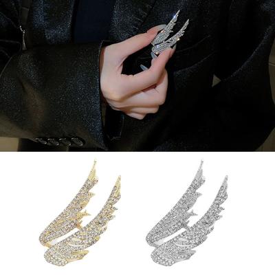 Full Crystals Feather Wing Brooch Vintage Designs Zinc Alloy Jewelry for Women Party Wedding Daily Accessories
