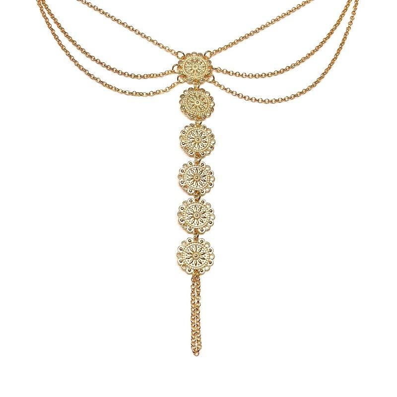 Fashion Trendy Metallic Metal Texture Carved Discanting Beach Flowing Foot Chain