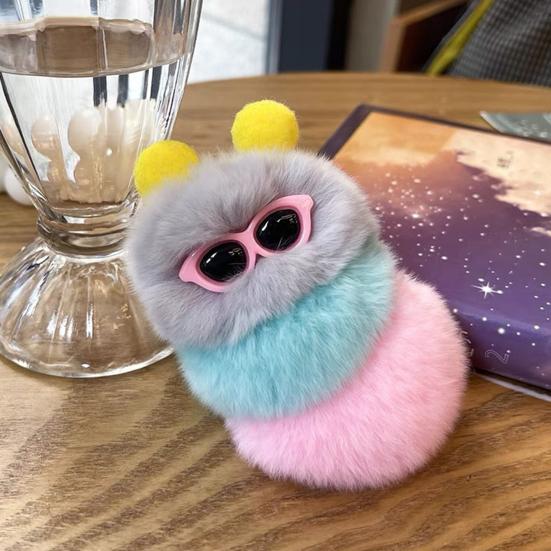 Keychain Pendant Cartoon Plush Caterpillars Charm Key Chain Hanging Ornament Decorative Pendant Wallet Backpack Car Keys