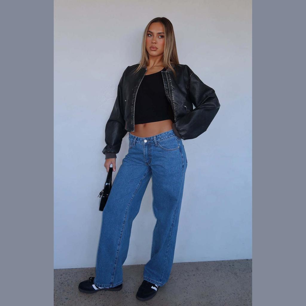 Retro High Waist Commuter Light Color INS Straight Leg Slimming Versatile Wide Leg Floor Length Pants Jeans