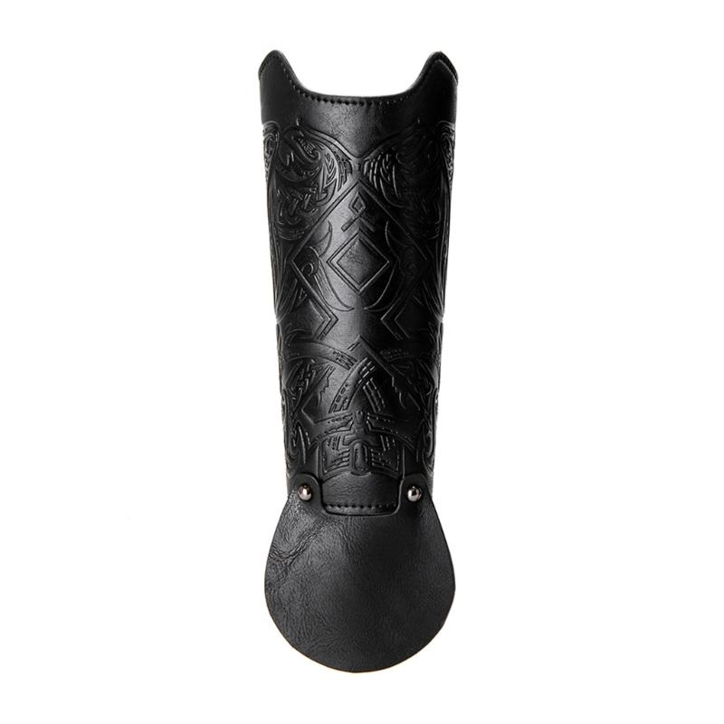 

Medieval Knight Gauntlet Arm Guards With Adjustable Straps Embossed Pattern For Men Halloween and Cosplay Party Wear чорний
