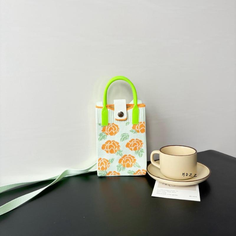 Mobile phone bag flower knitted bag niche versatile shoulder messenger bag trendy tote bag flower knitting