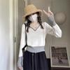 Lazy color matching v-neck knitted sweater women's clothing autumn new versatile explosive sweater winter