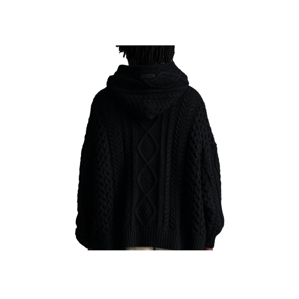 Fear of God Essentials Cable Knit Hoodie Jet Black Men Tops 192BT234390F