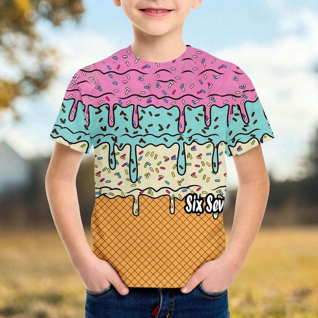 Fashion Minimalist Number 67 T-Shirt for Children Summer Vintage T-Shirts Round Neck Hippie Tees Oversized Casual Top Clothing