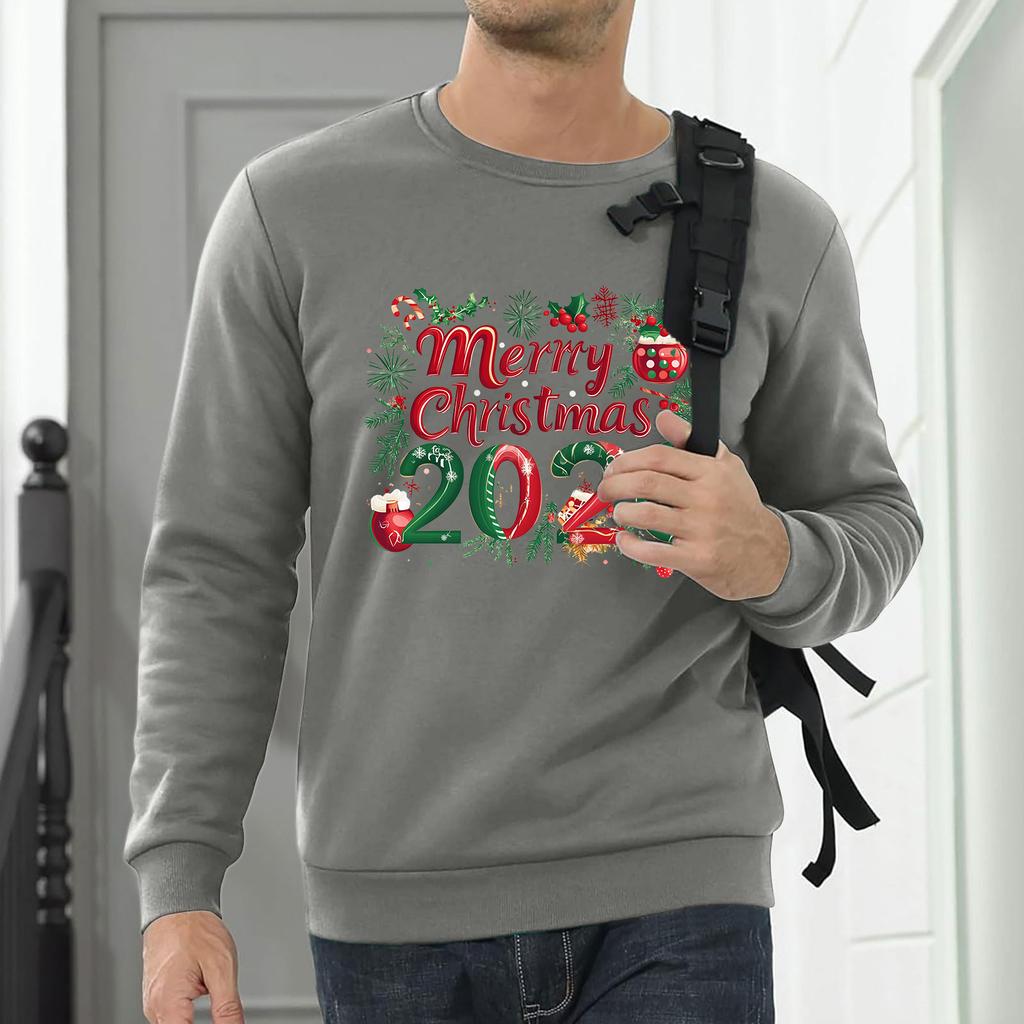 Men Sweatshirt Christmas Shirt Long Sleeve Funny Holdiay Crewneck Xmas Tops