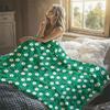 Green Small Floral Print Flannel Blanket Warm Soft Halloween Christmas Decorative Couch Warm Cozy All-Season Gift