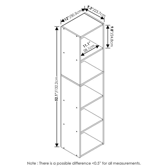 Meuble étagère - furinno - 21048bkw - bois noir - 5 niveaux - design contemporain