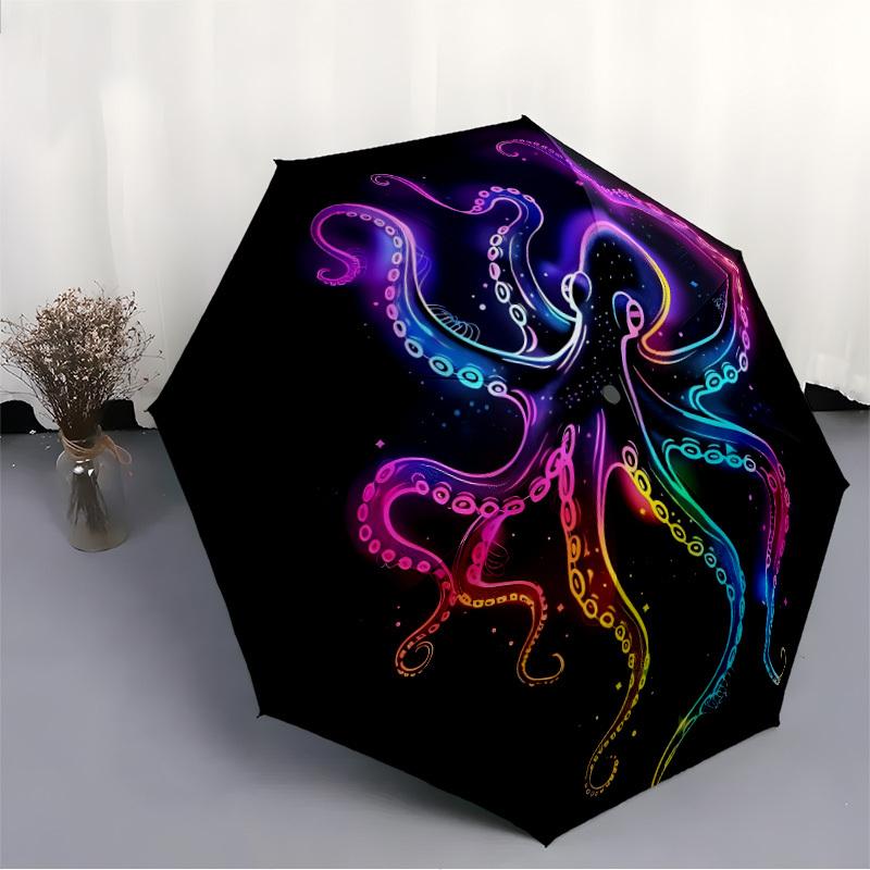 1pc Neon Octopus Automatic Open/Close Umbrella Compact Folding Umbrella, All-Season Portable Umbrella for Women/Men143