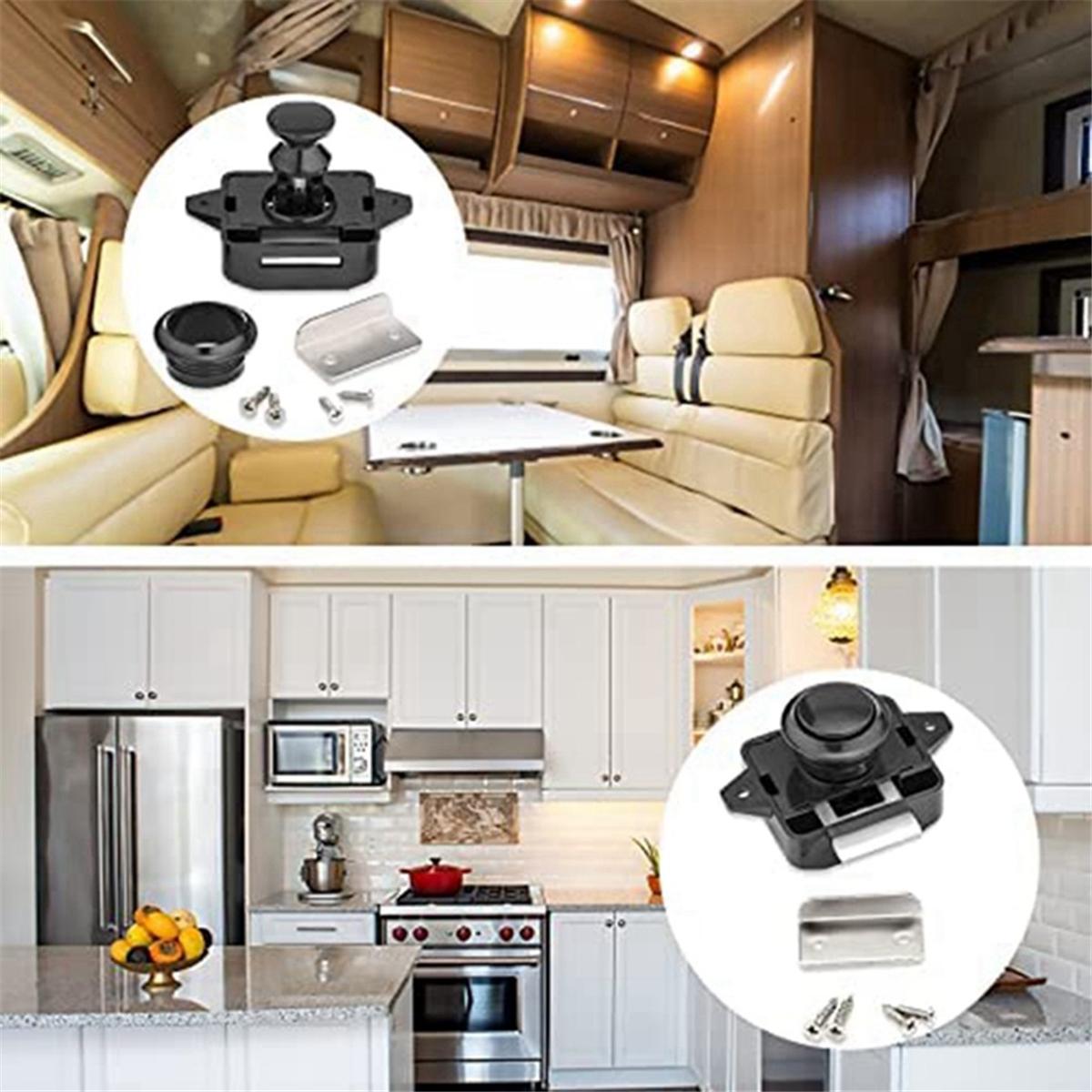 Pack Of 10 Locks, Metal Push Button Door Locks Furniture Locks Cabinet Locks Cabinet Locks Door Locks, Black NONE