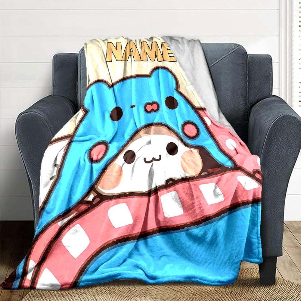 Customiz Name Personality Bubu Dudu Blanket Soft &Warm Sofa Office Bed Travel Lunch Break Blanket, Gift Suitable for All Seasons