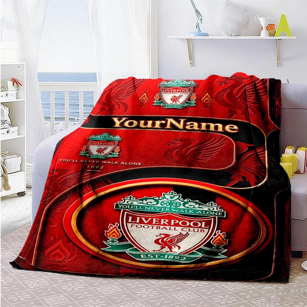Liverpool Personalizovaná deka se jménem Lehká přizpůsobitelná deka Hřejivá dekorace Vhodná na zdřímnutí, do postele, na pohovku, do domácnosti Ideální pro všechna roční období
