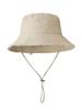 Womens Drawstring Bucket Hat With Adjustable Chin Strap Fuzzy Trim Soft Fabric Windproof For Beach Travel Outdoor