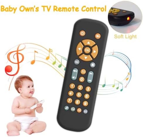 KOESMG Baby TV Remote Control Toy with Lights & Sounds, Early Educational Learning Toy with English/French/Spanish, Gift for Infants 6 Months+