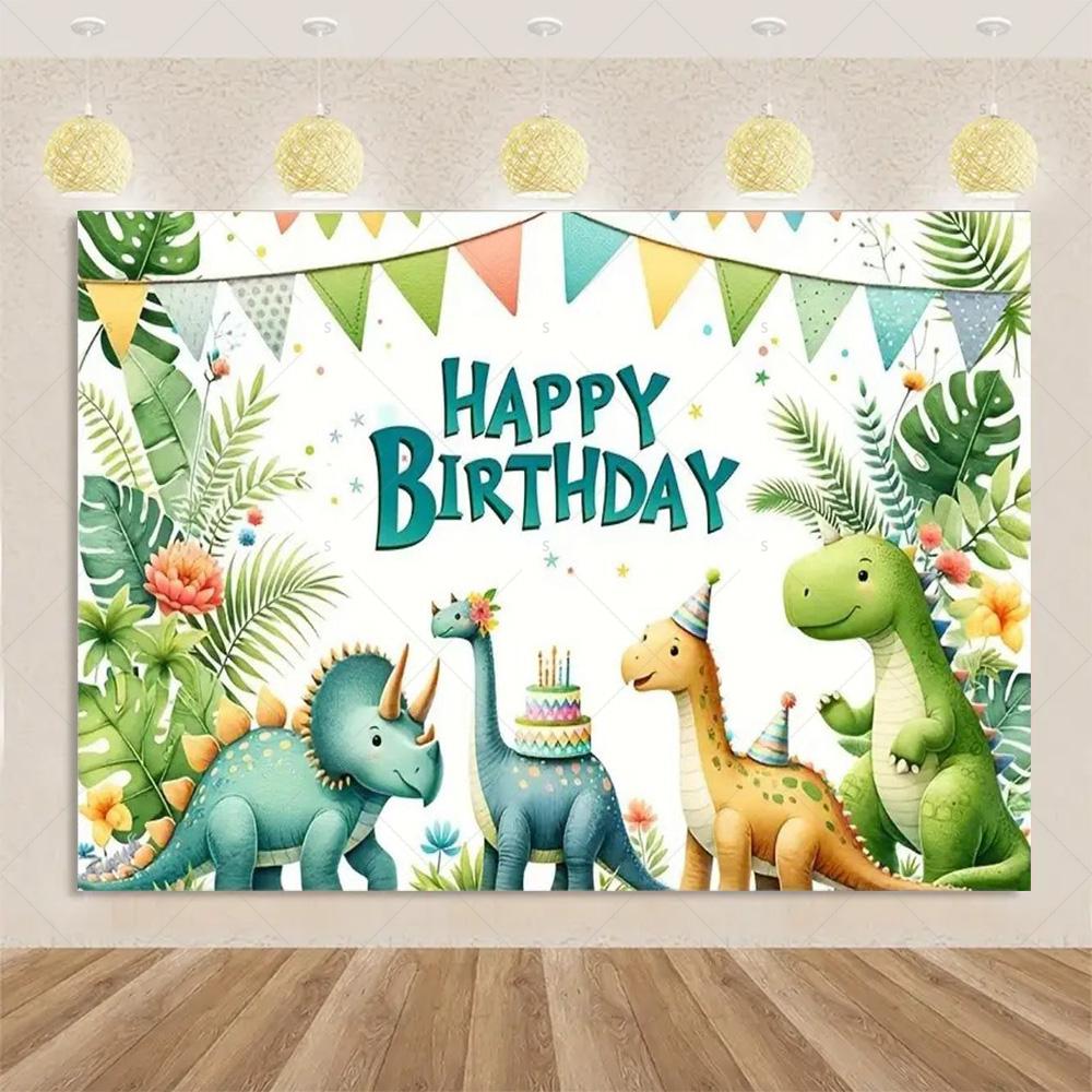 Cartoon Dinosaurier Kindergeburtstagsparty Dekoration Dschungeltier Hintergrundbanner Jurassic World Waldkulisse Für Babyparty