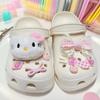 8Pcs Diy Hole Shoes Slippers & Clogs Decor Hello Kitty Shoe Charms Set Cartoon Bow Fork Kt Cat Girls Women Sandals Accessories