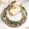 1PC Vintage Natural Stone Indian Agate 4-10mm Necklace Women's Exquisite Trendy Autumn And Winter Holiday Handmade Zircon