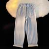 Fleece thickened straight women's jeans, new wide-leg cotton elastic waist pants in autumn and winter