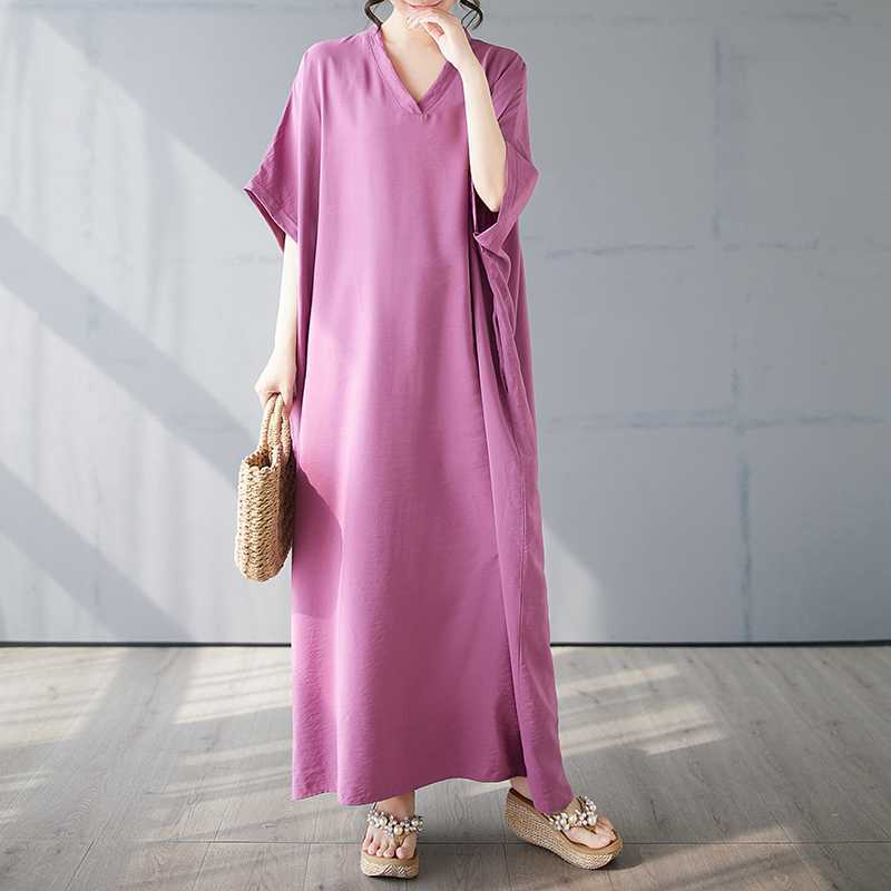 Summer Color Retro Long Skirt Cotton Linen Dress