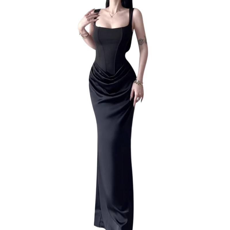 NSSF Homemade, European and American Women's Clothing New Wholesale Dress Dress, Sexy Halter Suspender Hip-wrapped Long Dress