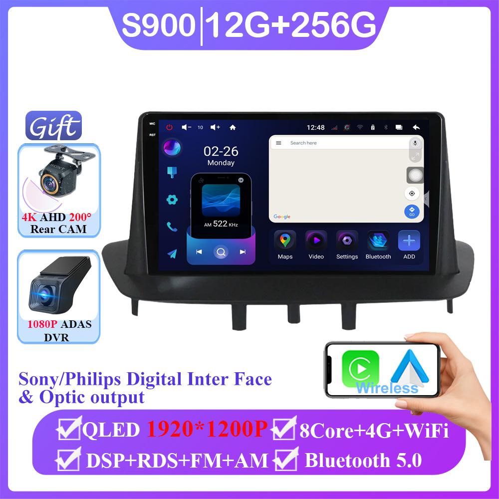 Car Radio Multimedia Play For Renault Megane 3 Fluence Samsung SM3 2008 - 2014 Android 14 Wireless Carplay DSP 48EQ No 2 Din DVD