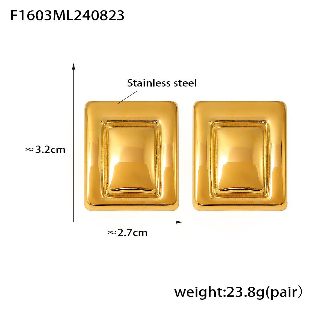 Style Stainless Steel Rectangular Color Matching Earrings New Trend Pvd Plated Real Gold Temperament Earrings Women