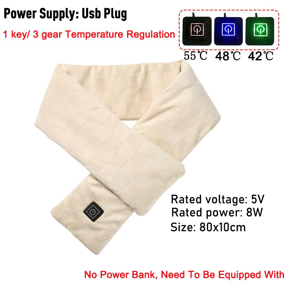 USB Women Men Heating Scarf Temperature Scarf 3 Gears Adjustable USB Charging Heat Control Neck Warmer For Cycling Camping