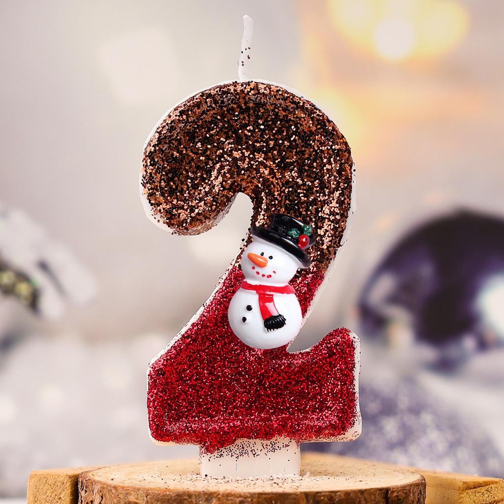 Christmas Cake Decoration Snowman Birthday Number Red Candle Merry Xmas Top for Cake New Year Party Supplies