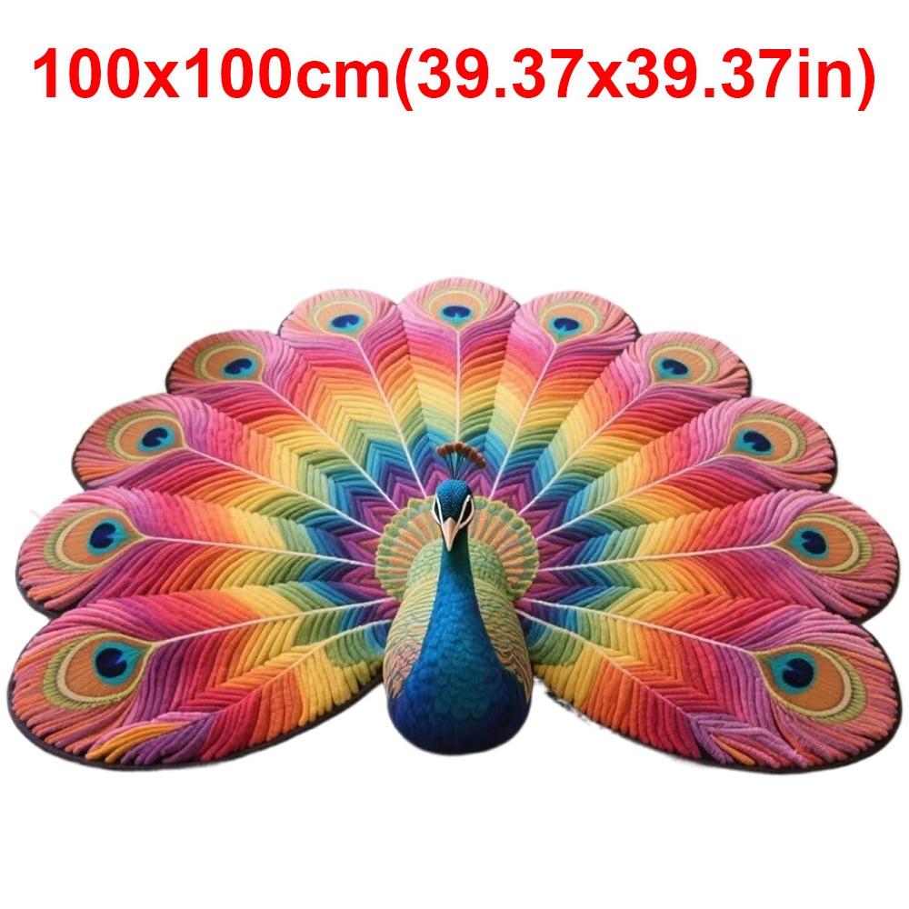 Non-slip Peacock Mat Soft Bathroom Floor Mat Peacock Carpet for Living Room Tea Table Bedside