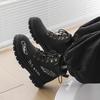 Black Graffiti Men's Motorcycle Boot High Top Platform Man Boots Trendy Streetwear Leather Ankle Boots for Men Botas De Cuero