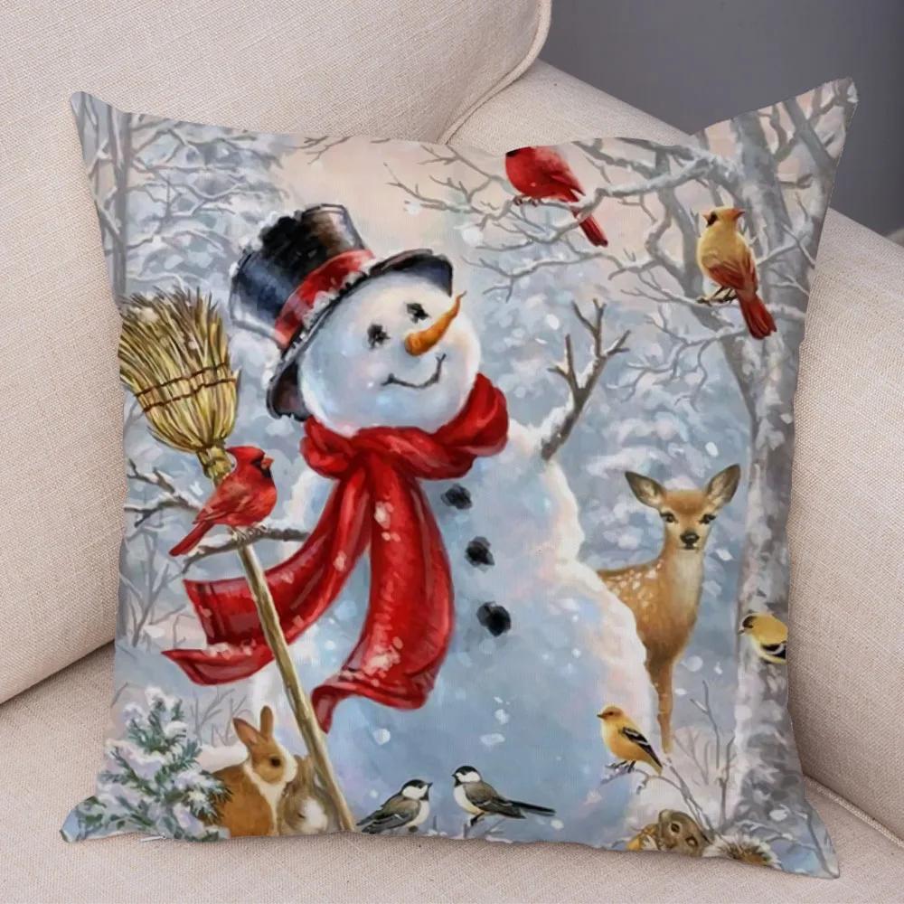 50 Style Merry Christmas Cushion Cover Decor Cute Cartoon Santa Claus Snowman Pillow Case Soft Plush Pillowcase for Sofa Home