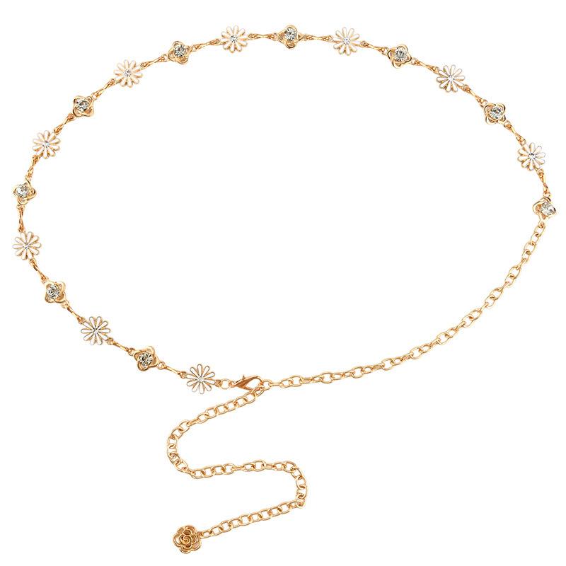 

Европейские и американские металлические украшения на талию для женщин, высококлассная отделка с подсолнухами и звездами, цепочка на талию для платья для женщин