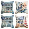 Nautical Elements Pattern Home Decor Pillow Cover Living Room Sofa Polyester Cushion Cover With Zipper